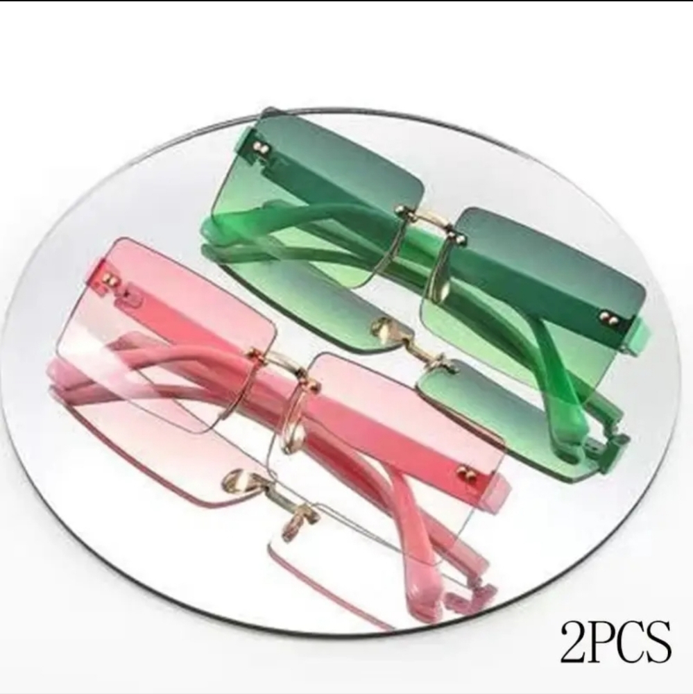2pcs Green & Pink fashion glasses